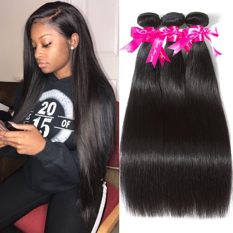 Subella Brazilian Straight Hair 3 Bundles 20 22 22inch Grade 10A Virgin Straight Human Hair Bundles Natural Black Color Hair Weave